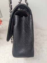 CHANEL BLACK CAVIAR JUMBO DOUBLE FLAP, SILVER HDW