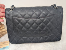 CHANEL BLACK CAVIAR JUMBO DOUBLE FLAP, SILVER HDW