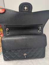 CHANEL BLACK CAVIAR JUMBO DOUBLE FLAP, SILVER HDW