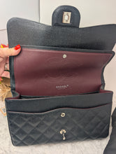 CHANEL BLACK CAVIAR JUMBO DOUBLE FLAP, SILVER HDW