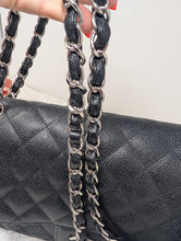 CHANEL BLACK CAVIAR JUMBO DOUBLE FLAP, SILVER HDW