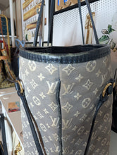 LOUIS VUITTON BLUE MINI LIN NEVERFULL MM