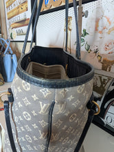 LOUIS VUITTON BLUE MINI LIN NEVERFULL MM