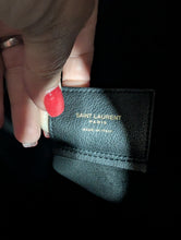 SAINT LAURENT BLACK LEATHER SHOPPING TOTE WITH POUCH