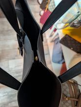 SAINT LAURENT BLACK LEATHER SHOPPING TOTE WITH POUCH
