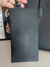 SAINT LAURENT BLACK LEATHER SHOPPING TOTE WITH POUCH