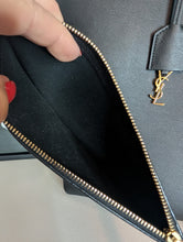 SAINT LAURENT BLACK LEATHER SHOPPING TOTE WITH POUCH