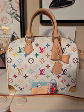 LOUIS VUITTON MURAKAMI WHITE MULTICOLOR SPEEDY 25 BANDOLIERE, LIKE NEW