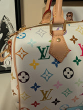 LOUIS VUITTON MURAKAMI WHITE MULTICOLOR SPEEDY 25 BANDOLIERE, LIKE NEW