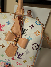 LOUIS VUITTON MURAKAMI WHITE MULTICOLOR SPEEDY 25 BANDOLIERE, LIKE NEW