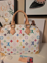 LOUIS VUITTON MURAKAMI WHITE MULTICOLOR SPEEDY 25 BANDOLIERE, LIKE NEW