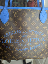 LOUIS VUITTON LIMITED EDITION IKAT NEVERFULL MM, BLUE COLORWAY, EXCELLENT