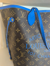 LOUIS VUITTON LIMITED EDITION IKAT NEVERFULL MM, BLUE COLORWAY, EXCELLENT