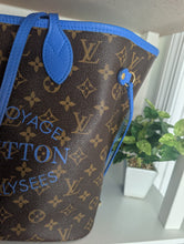LOUIS VUITTON LIMITED EDITION IKAT NEVERFULL MM, BLUE COLORWAY, EXCELLENT