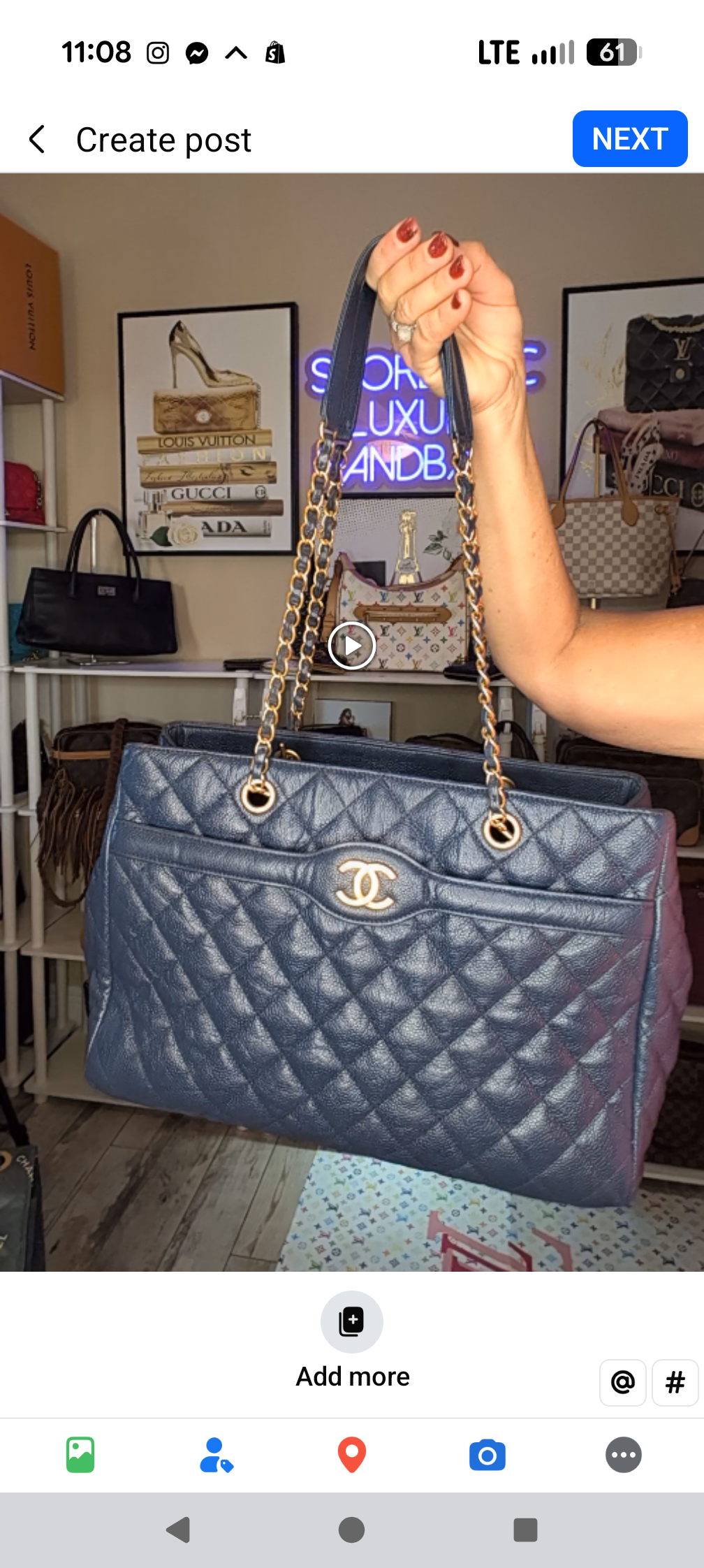 CHANEL BLUE CAVIAR TOTE