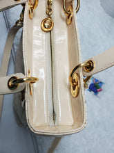 LADY DIOR (authentic pre-owned) MEDIUM CANNAGE IVORY PATENT HANDBAG