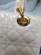 LADY DIOR (authentic pre-owned) MEDIUM CANNAGE IVORY PATENT HANDBAG