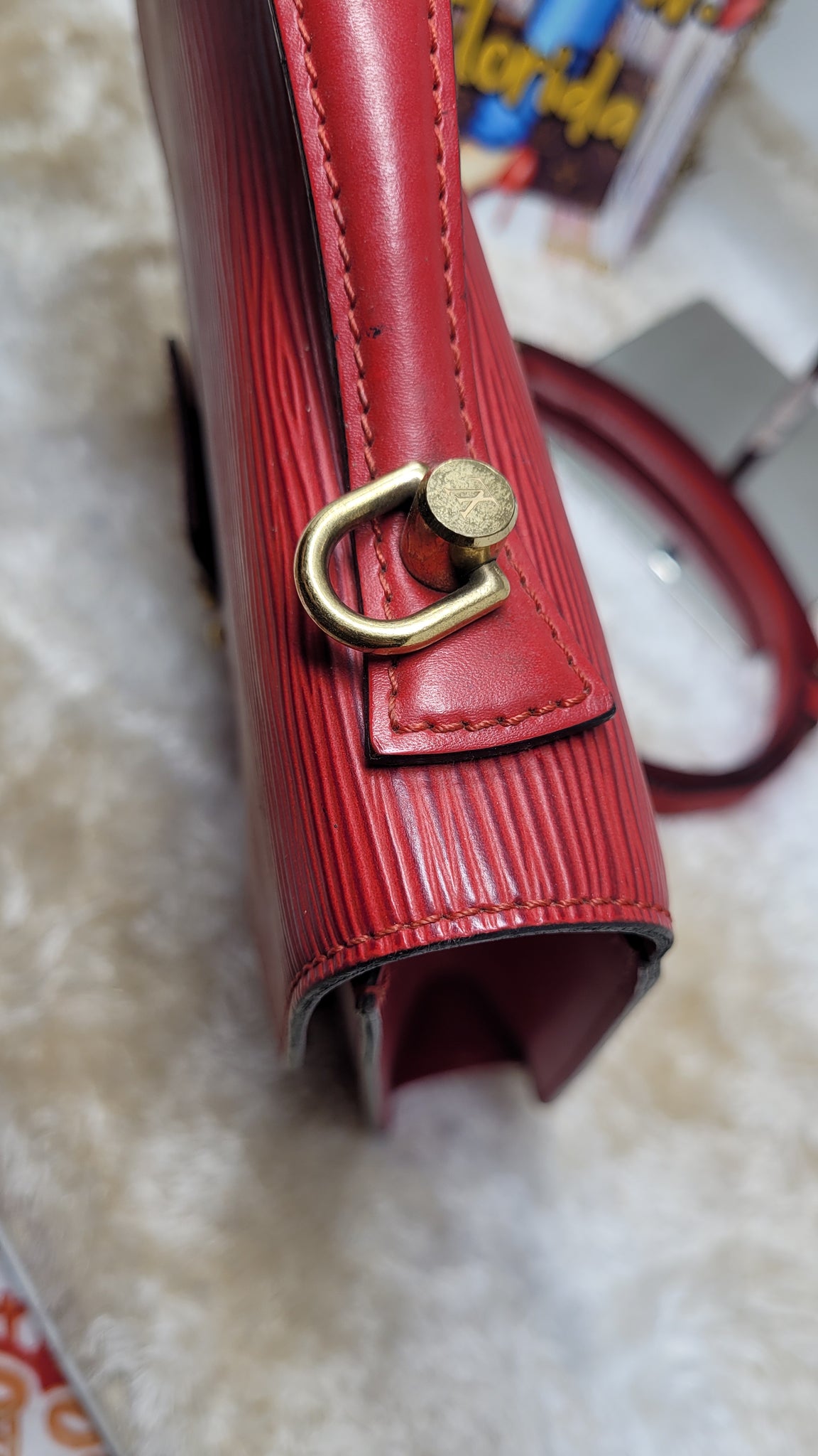 Louis Vuitton Red Epi Leather Accessories Pochette Louis Vuitton
