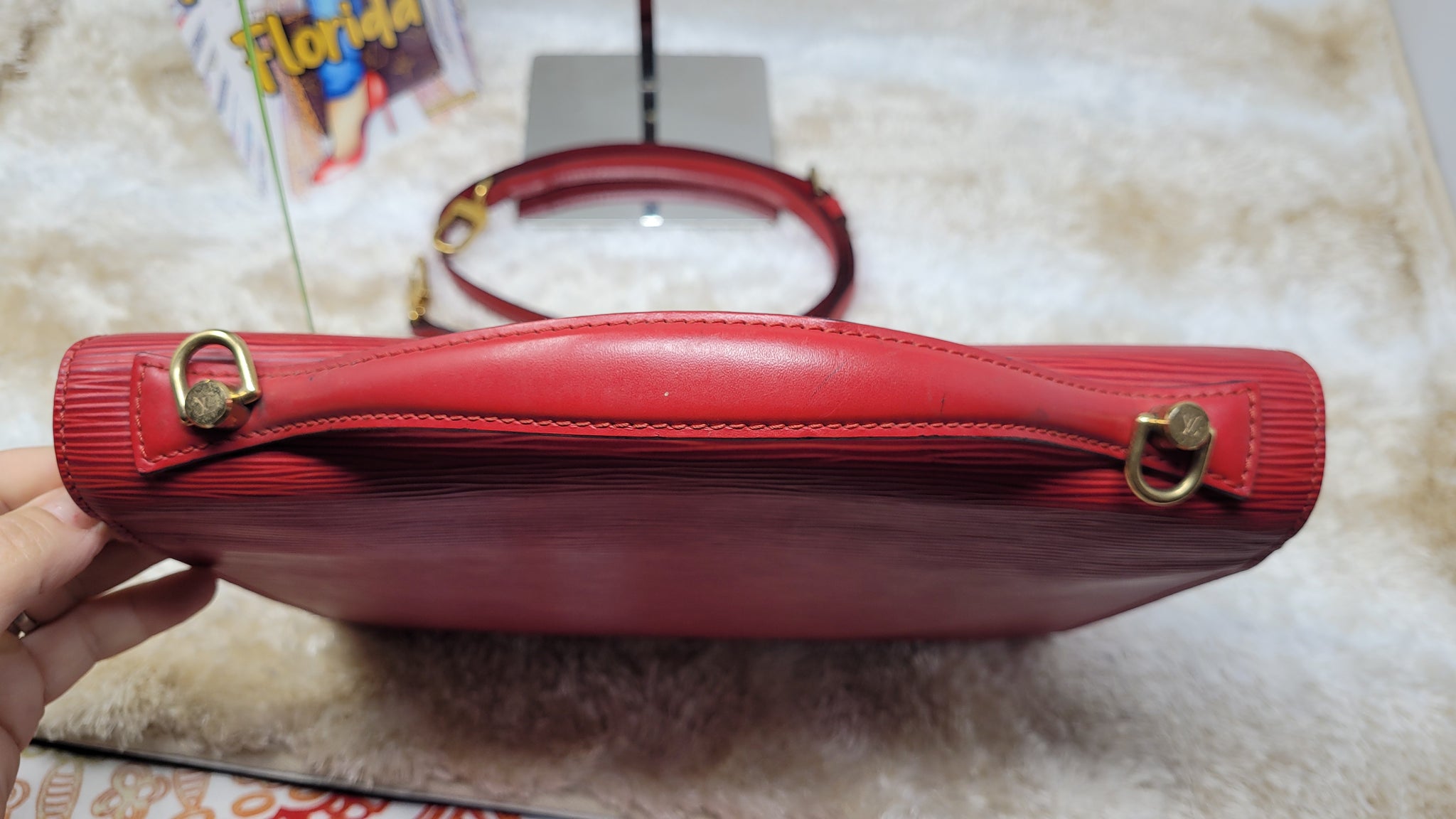 Used Louis Vuitton Monceau Epi Red/Leather/Red Bag
