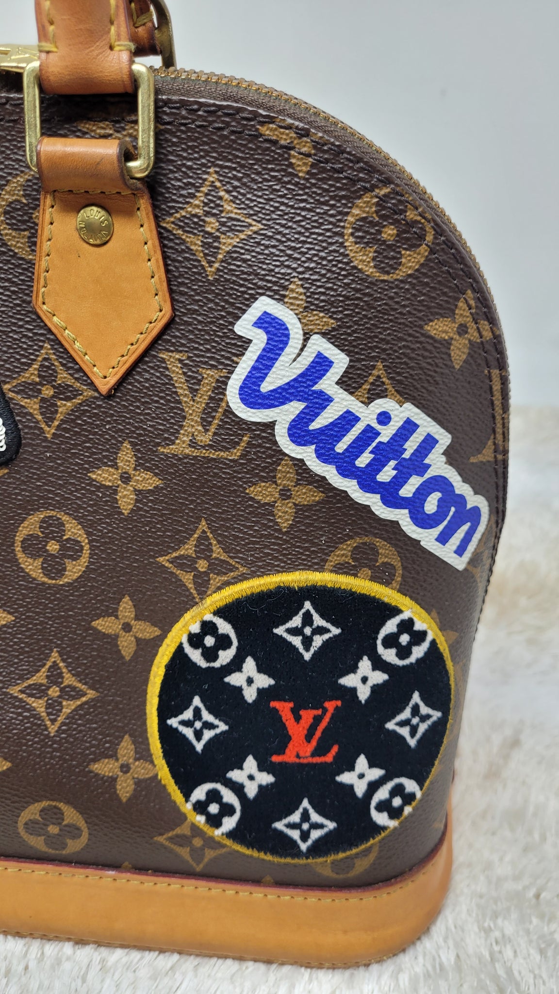 Louis Vuitton Limited Edition Monogram Vernis Stickers Alma PM Satchel –  LuxeDH